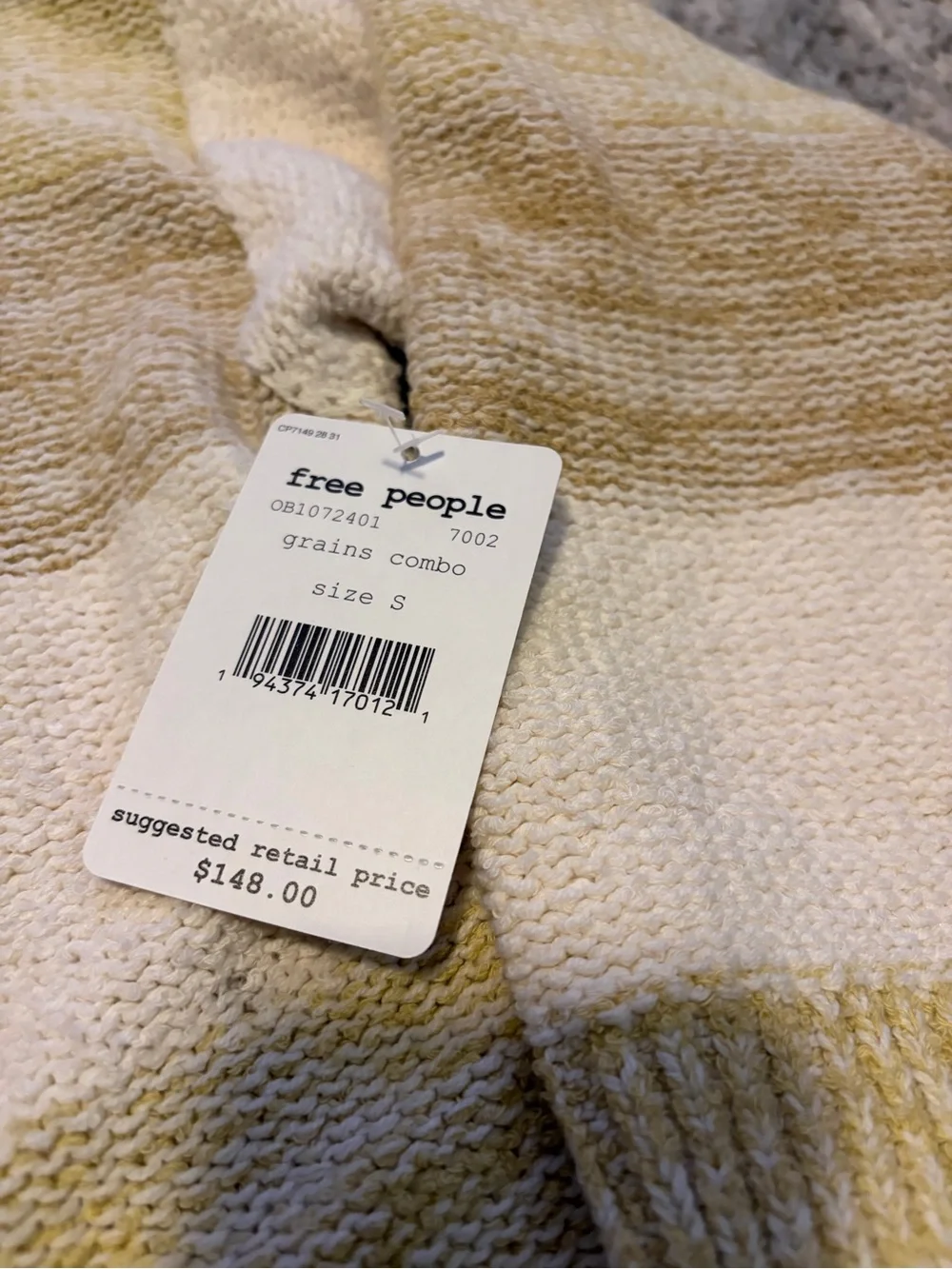 Free People Southport Beach Cardigan Sweater Small S NWT Grains Combo Striped